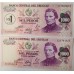 URUGUAY 1974-1975 . ONE THOUSAND 1,000 PESOS BANKNOTES